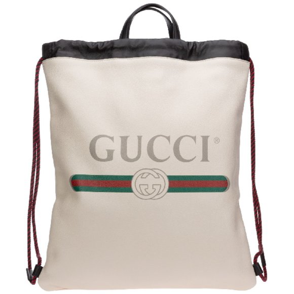 Gucci Logo-Print Drawstring Backpack in White - Picture 2 of 13